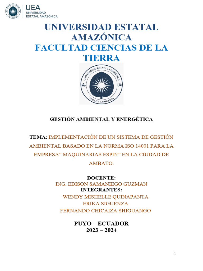 ISO 14001: Gestión Ambiental en Ambato | PDF | Business | Entorno natural