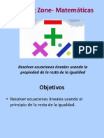 Resolver Ecuaciones Lineales Usando La Propiedad de La Resta de La Igualdad