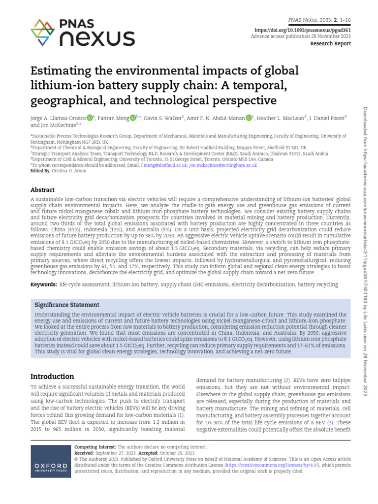 Global LiB Battery Supply Chain | PDF | Low Carbon Economy | Climate ...