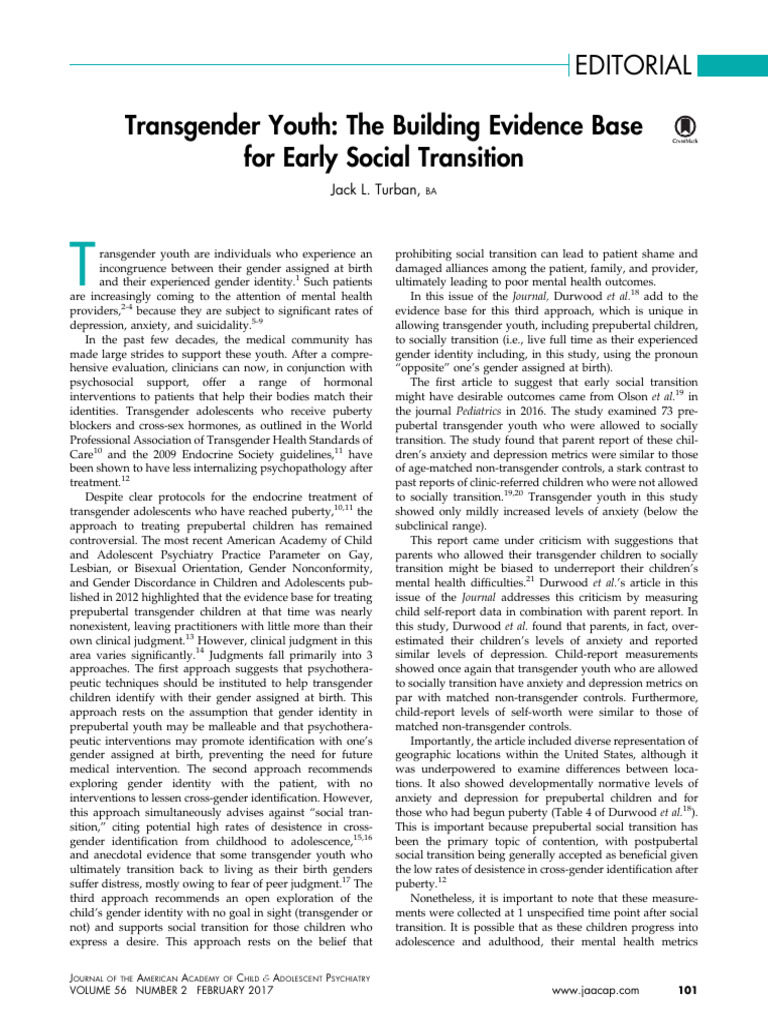 Early Social Transition in Transgender Youth | PDF | Transgender ...