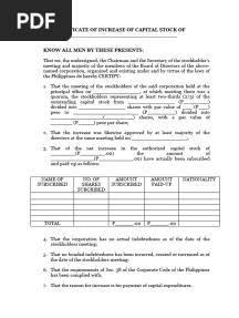 Certificate of Increase of Capital Stock TEMPLATE