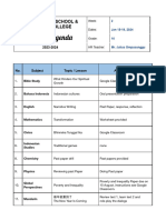 Weekly Agenda Grade 10 - 2023 - 2024