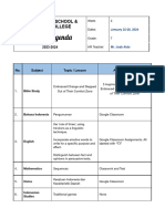 Weekly Agenda Grade 7 - 2022 - 2023