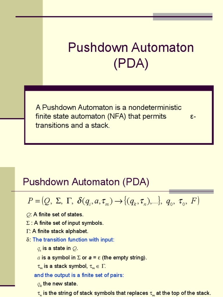 Pushdown Automaton | PDF | Teaching Methods & Materials