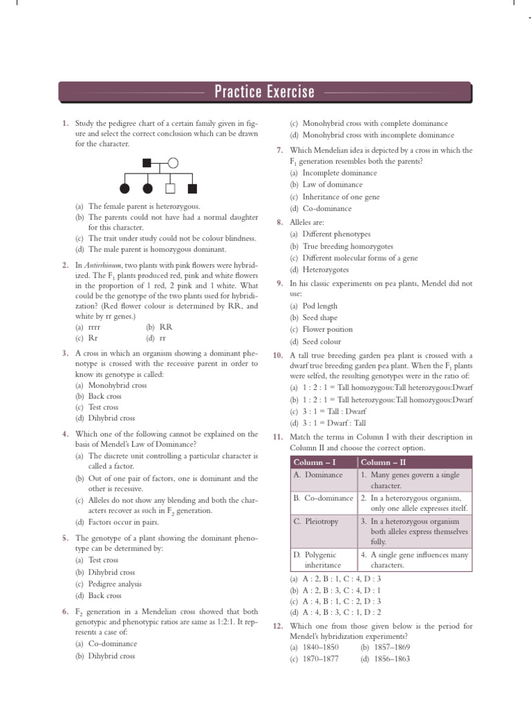 Biology Principles of Inheritance and Variation | PDF