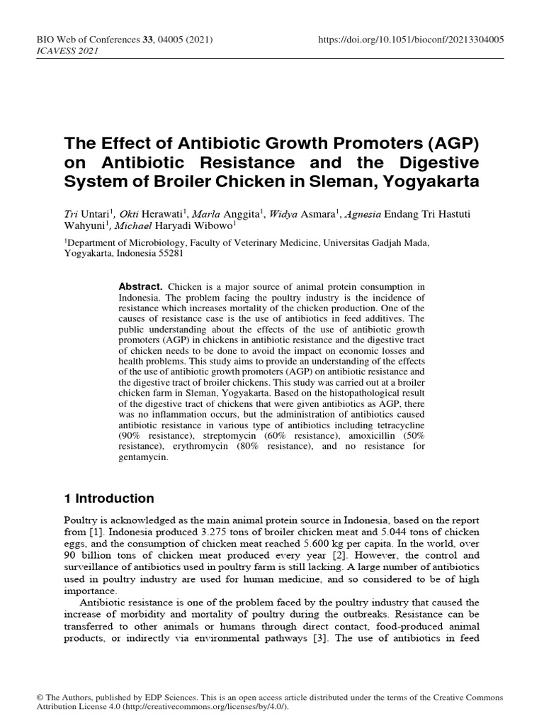 The Effect of Antibiotic Growth Promoters AGP On A | PDF ...