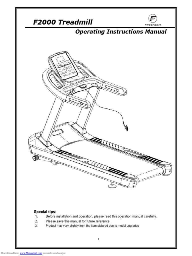 F2000 Treadmill Operating Instructions | PDF