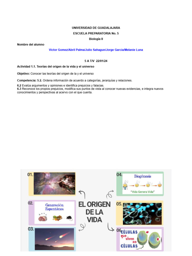 ACTIV 1.1 Teorías Del Origen de La Vida y Del Universo | PDF ...