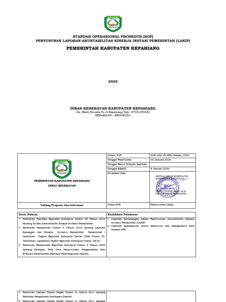 Sop Penyusunan Lakip | PDF