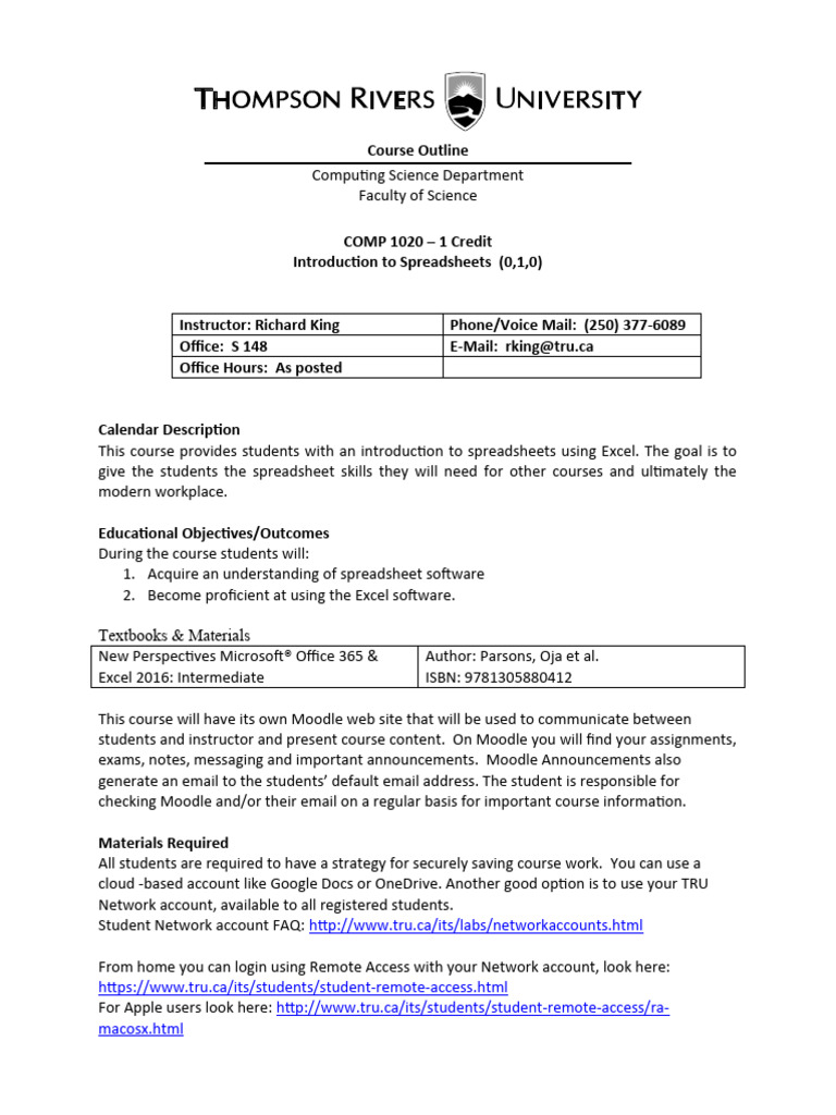 COMP 1020 - Course Outline | PDF