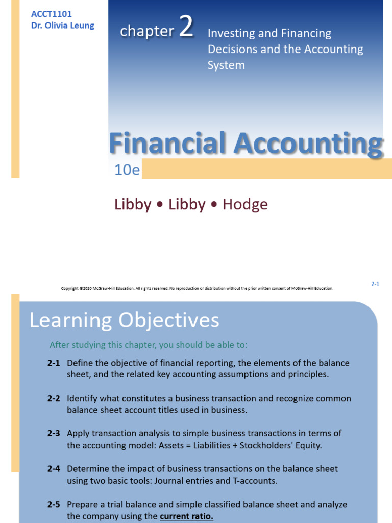 Ch2 ACCT1101 PPT | PDF | Finance & Money Management