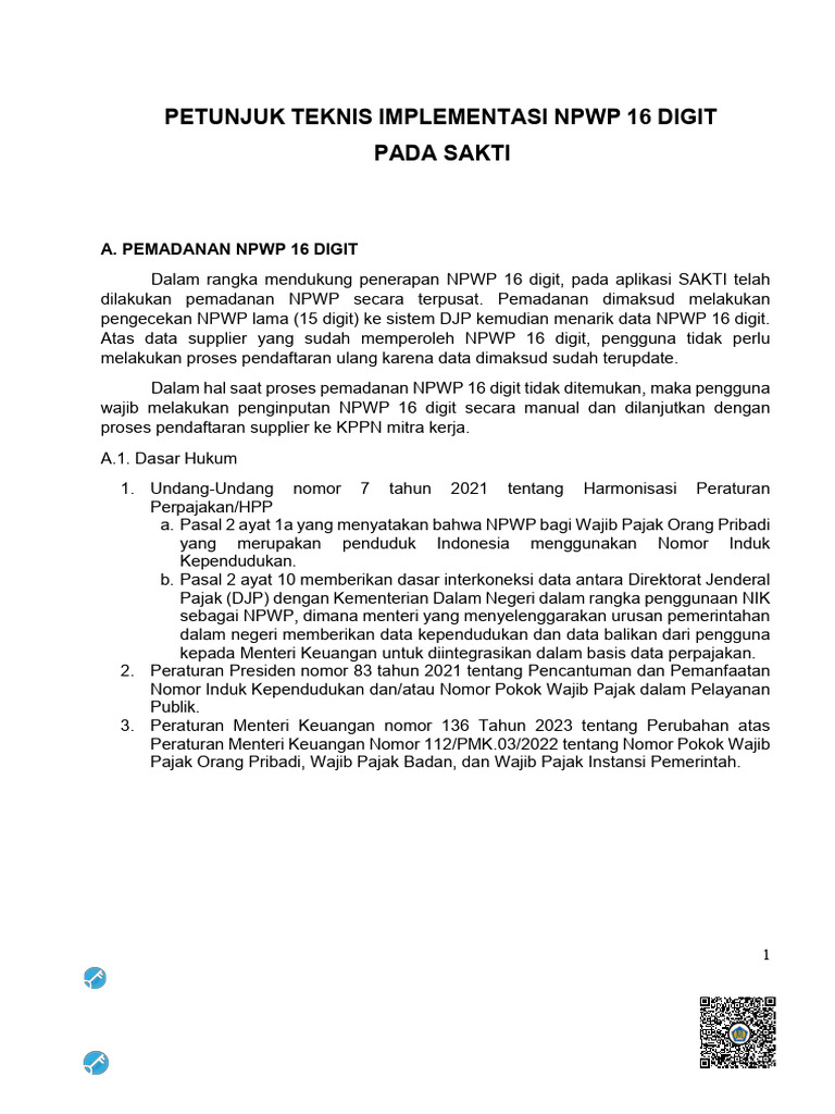 Juknis pemadanan npwp 16 digit pdf