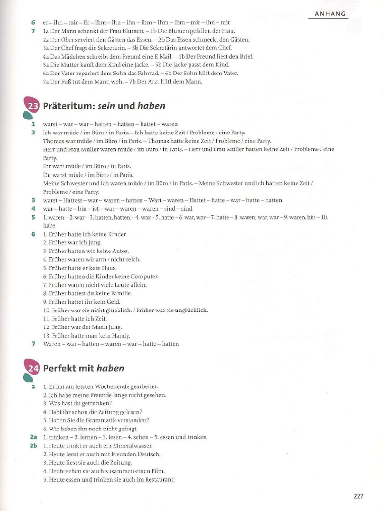 Lösungen - Übungen Perfekt - Gramm Aktiv A1 | PDF