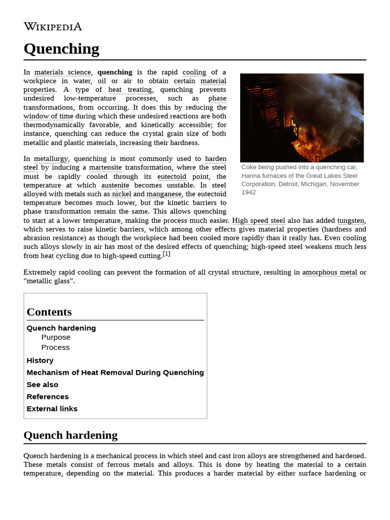 Quenching Process in Material Science | PDF