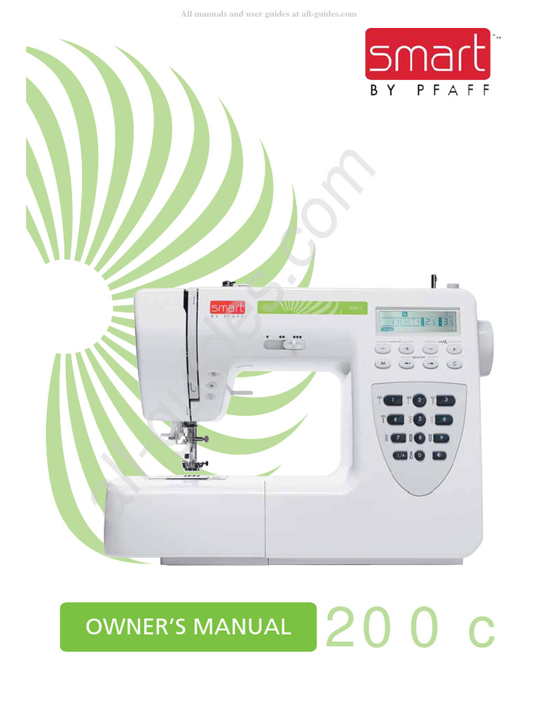 Pfaff Smart 200C Sewing Machine Instruction Manual PDF Sewing Machine Sewing