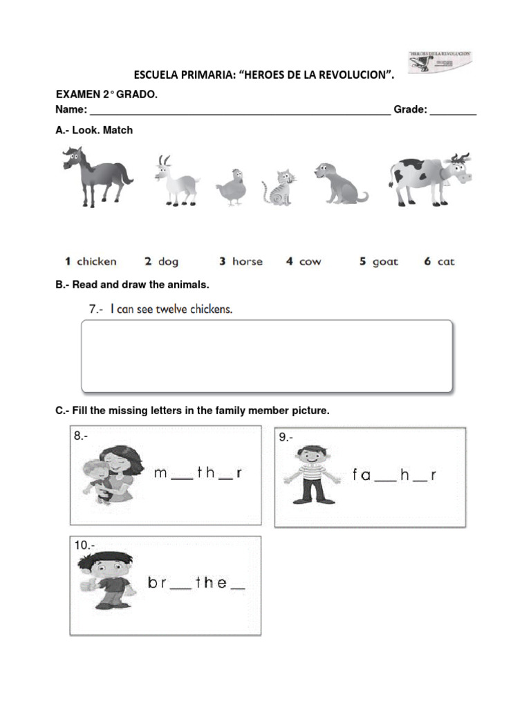 Examen de 2° Grado Primaria | PDF
