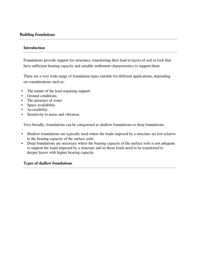 Building Foundation | PDF | Deep Foundation | Foundation (Engineering)