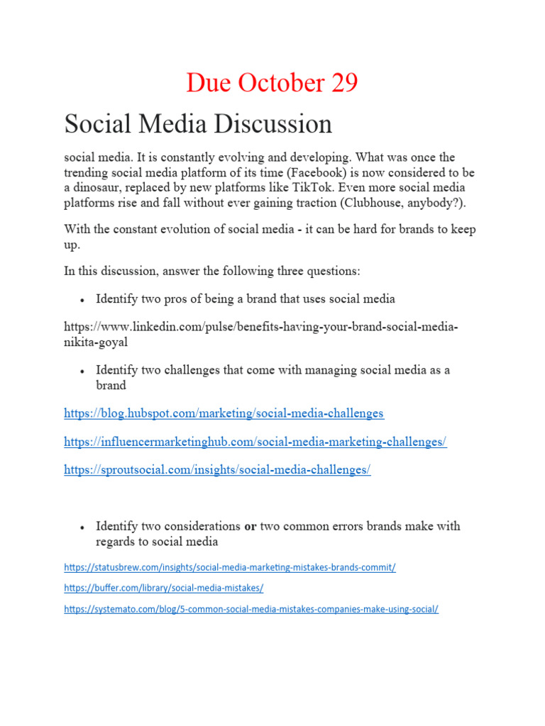 Social Media Pros and Challenges for Brands | PDF | Business | Social ...
