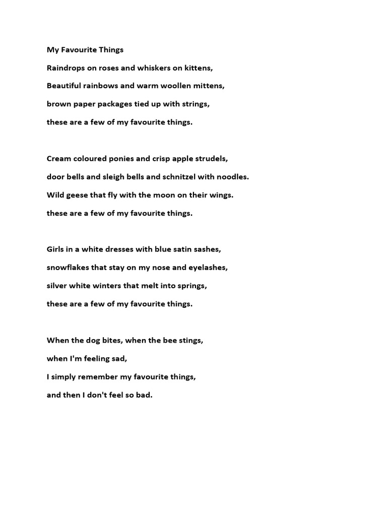 My Favourite Things Lyrics | PDF