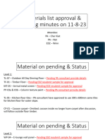 Materials List Approval & Meeting Minutes On 11-8-23