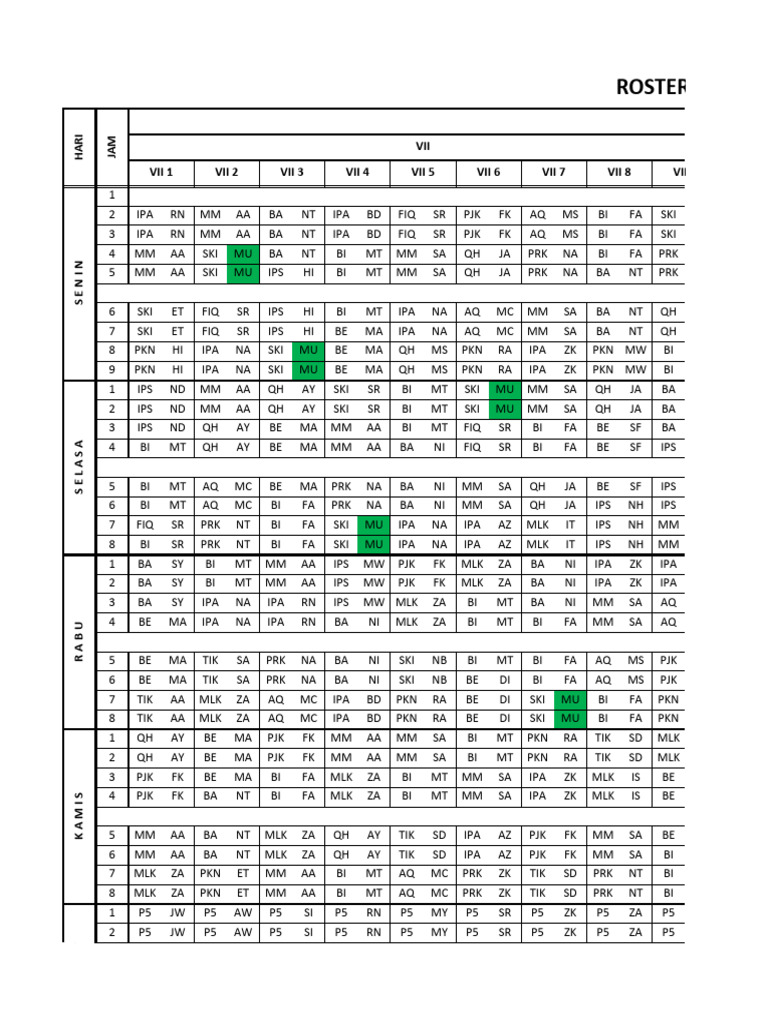 Roster Pelajaran 2023-2024-1 | PDF