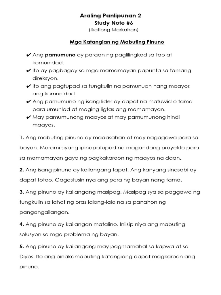 Q3 - Study Note #6 | PDF
