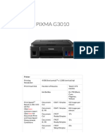 Canon Pixma Printer G3010 Specifications
