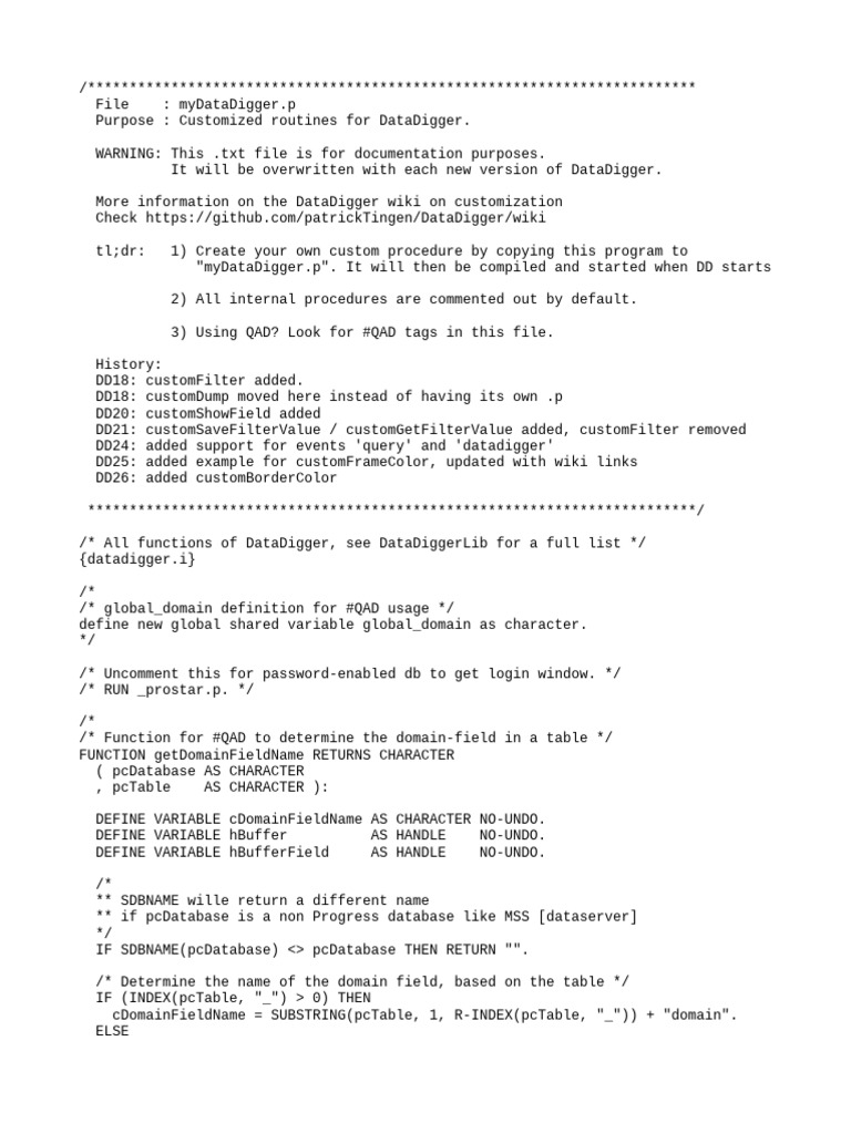 Custom Routines for DataDigger | PDF | Parameter (Computer Programming ...