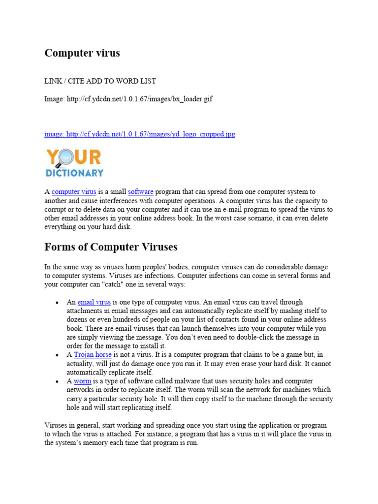 Computer Virus Pdf Computer Virus Antivirus Software