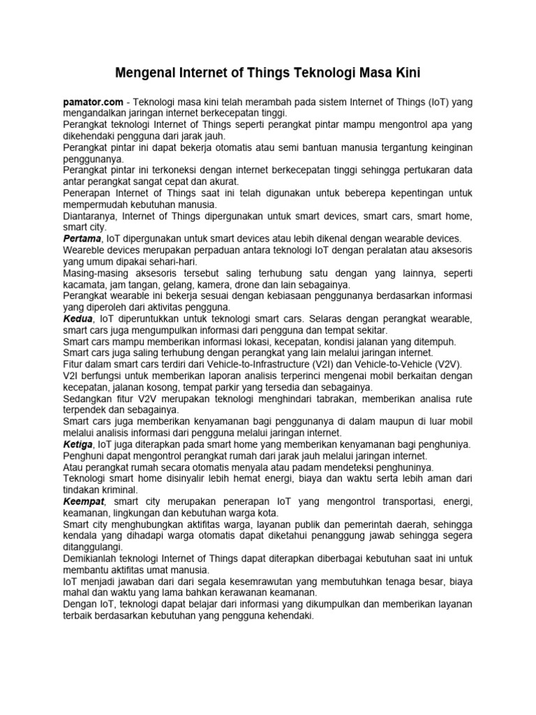 Memahami Teknologi Internet of Things | PDF | Teknologi & Rekayasa