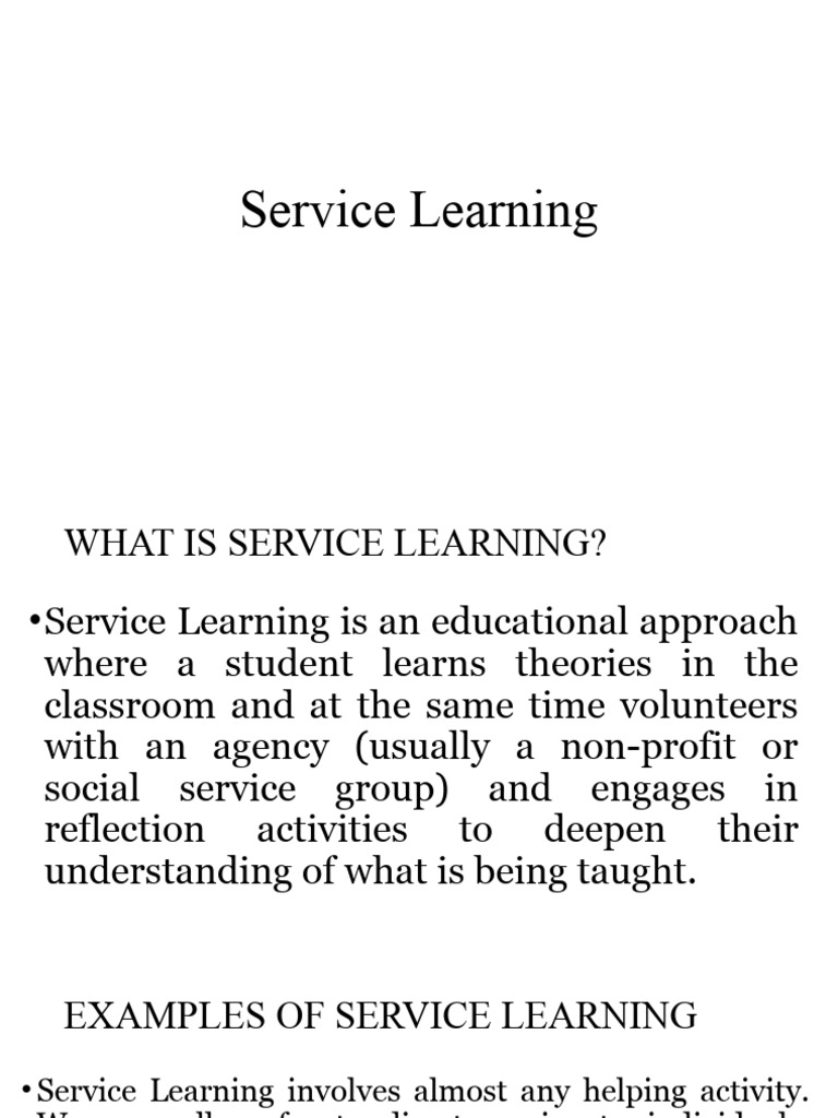 Service Learning Pdf Service Learning Learning