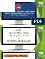 Sample Test Questions Performance Tasks