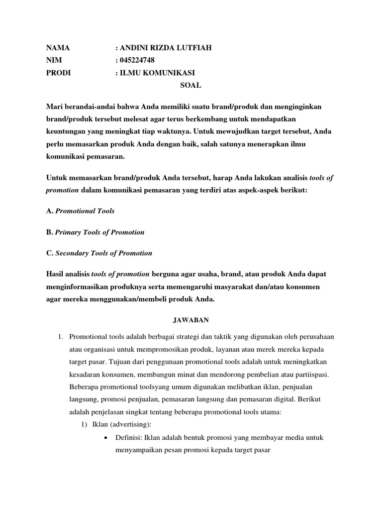 Andini Rizda - T.3 - Komunikasi Pemasaran | PDF