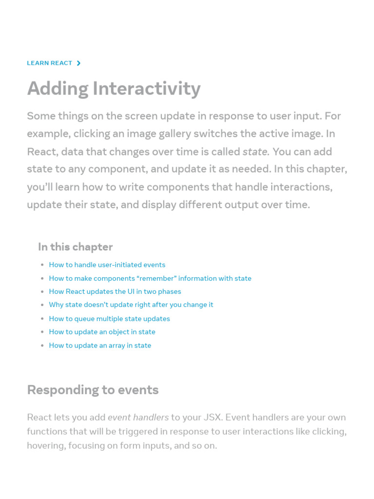 Adding Interactivity – React | PDF | Systems Engineering | Information ...