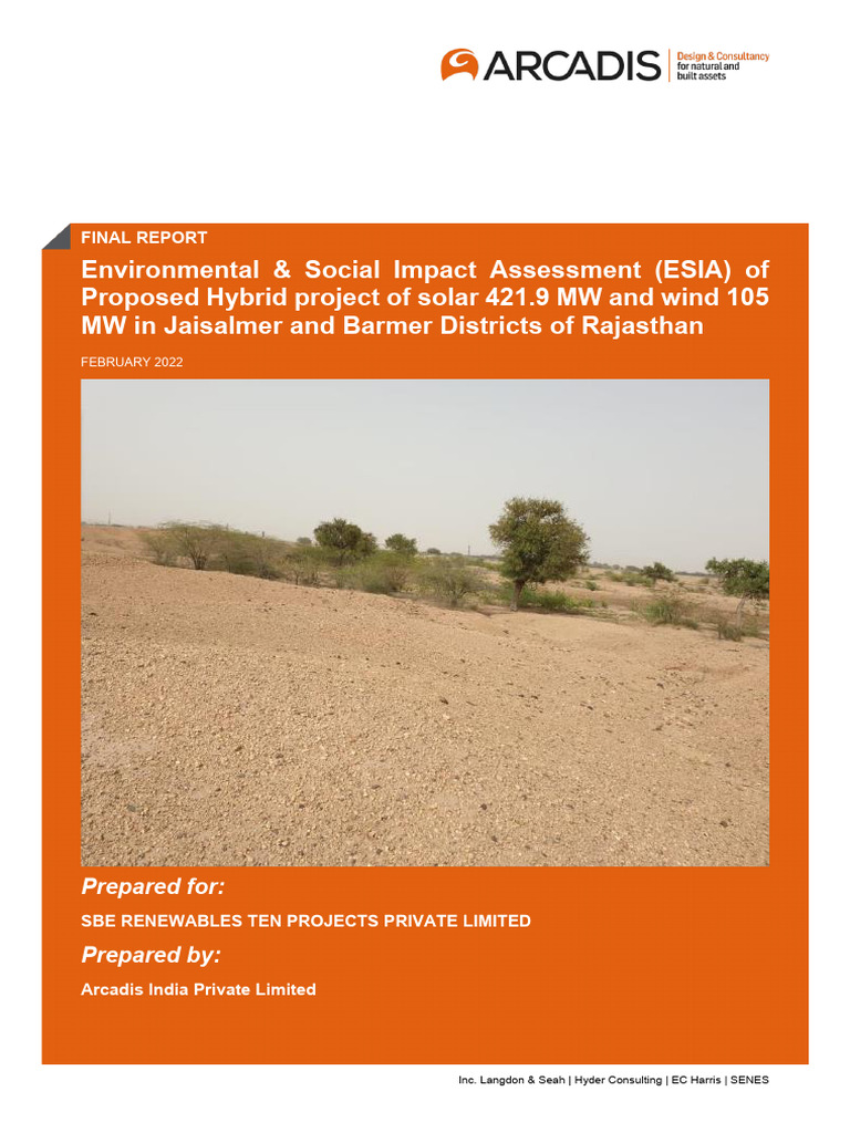 ESIA for Solar and Wind Project in Rajasthan | PDF | Environmental ...