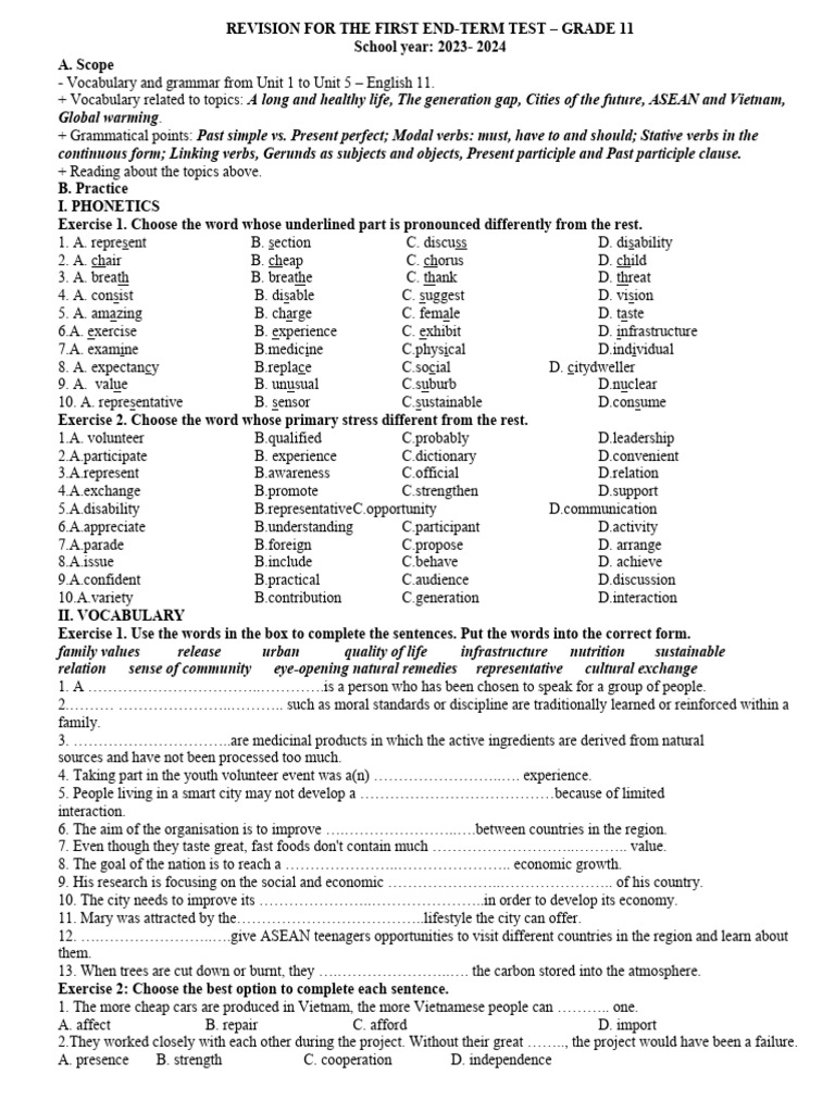23-24 - k11 Revision For The First Term - Hs | PDF
