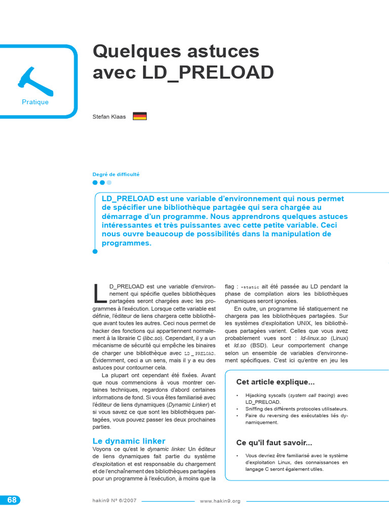 Astuces avec LD_PRELOAD en C | PDF | Bibliothèque logicielle ...