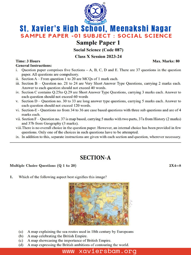 Xavier's SST Sample Paper 01 | PDF | Career & Growth | Business