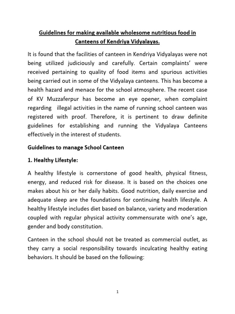 School Canteen Guidelines for Safety | PDF | Kitchen Utensil | Foods