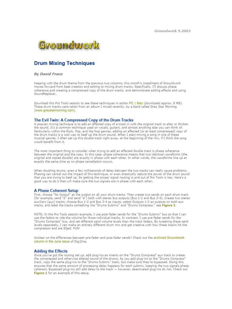 Drum Mixing Techniques Pdf Audio Electronics Recording