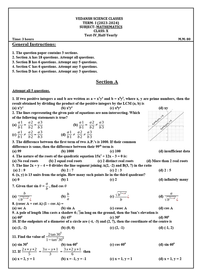 class-x-test-iv-half-yearly-pdf-elementary-geometry-algebra