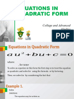 Chapter 3.2 Quadratic Equations in One Variable