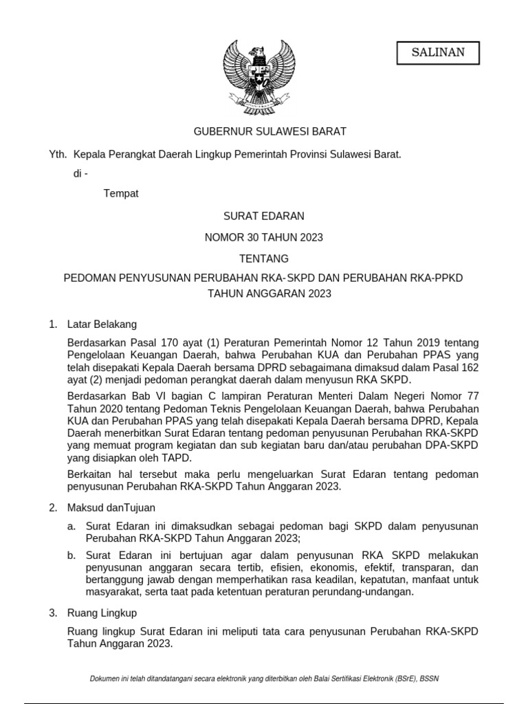 Pedoman RKA-SKPD Sulawesi Barat 2023 | PDF