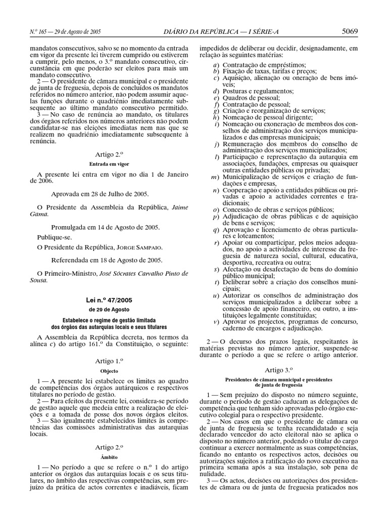 Entrada em vigor lei n 47 2005 pdf
