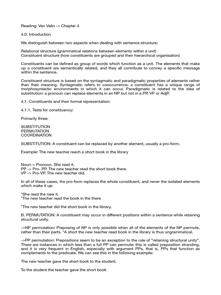 Understanding Sentence Constituents and Structure | PDF | Grammatical ...