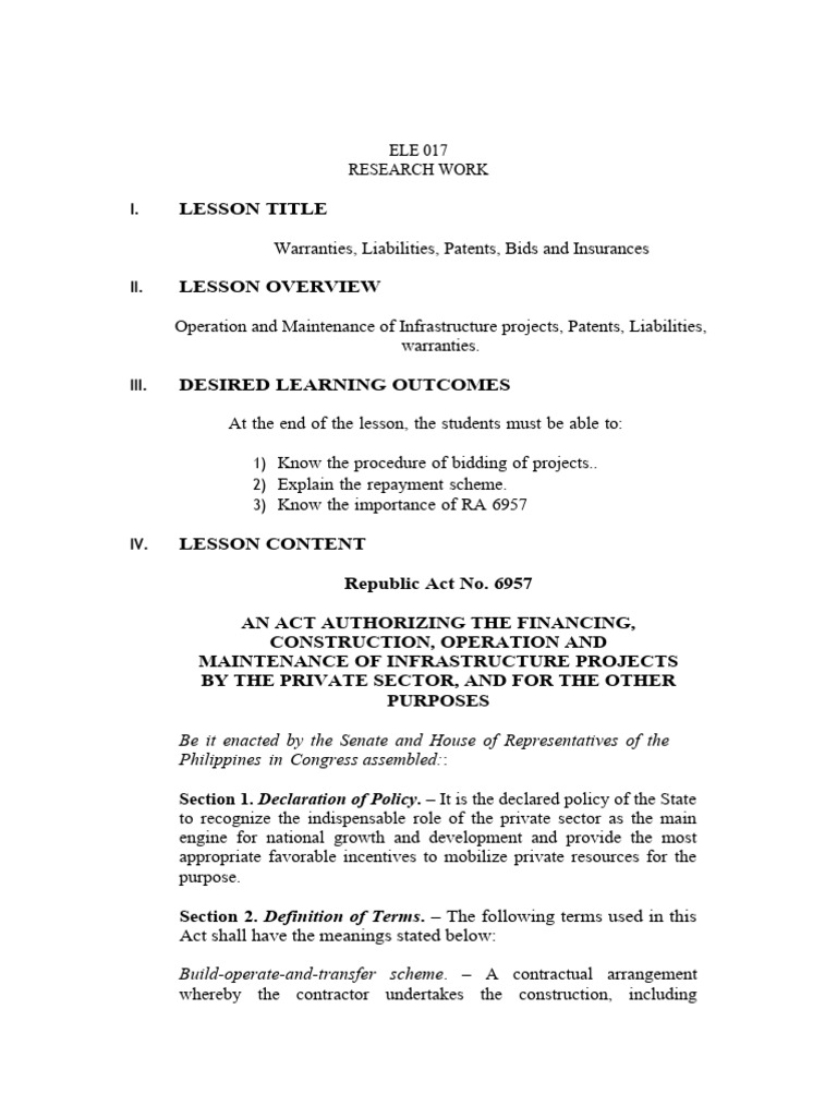 Warranties, Liabilities, Patents, Bids and Insurances Download Free