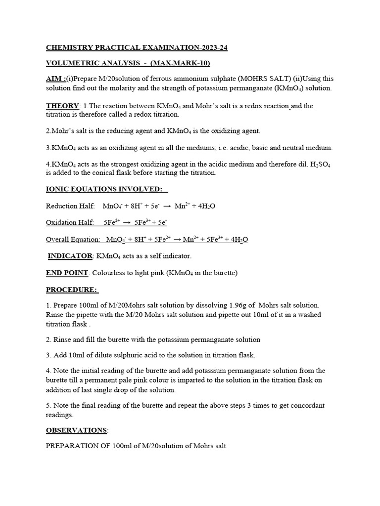 Chemistry board practical examination 2023 24 pdf ammonium