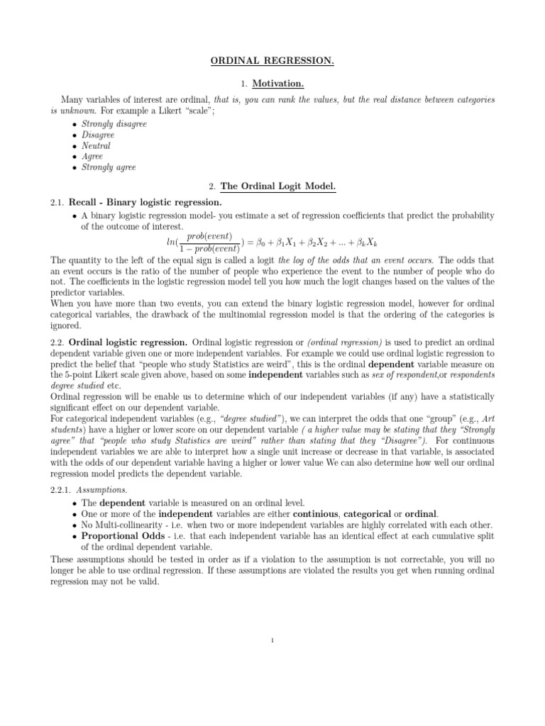 Ordinal Logistic Regression | PDF