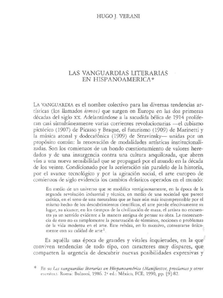 Hugo J. Verani - Las Vanguardias Literarias en Hispanoamérica | PDF ...
