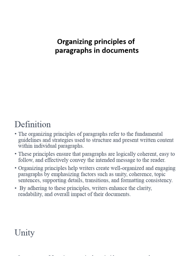Principles of Paragraph Organization | PDF | Paragraph | Communication